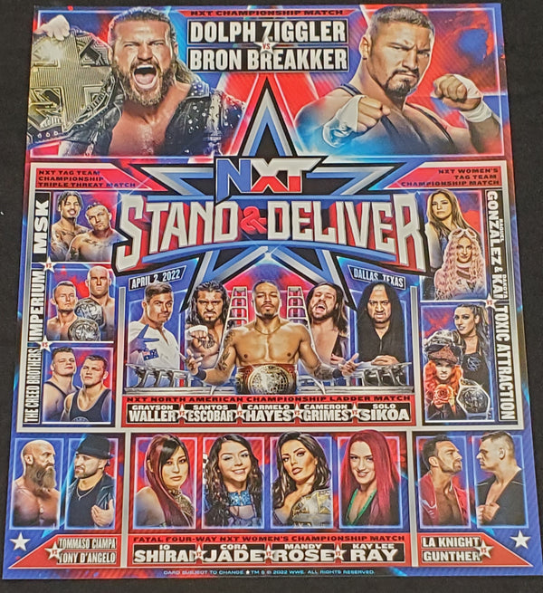 Nxt Stand And Deliver 2022 Unsigned Fight Cards Wwe Shop Express